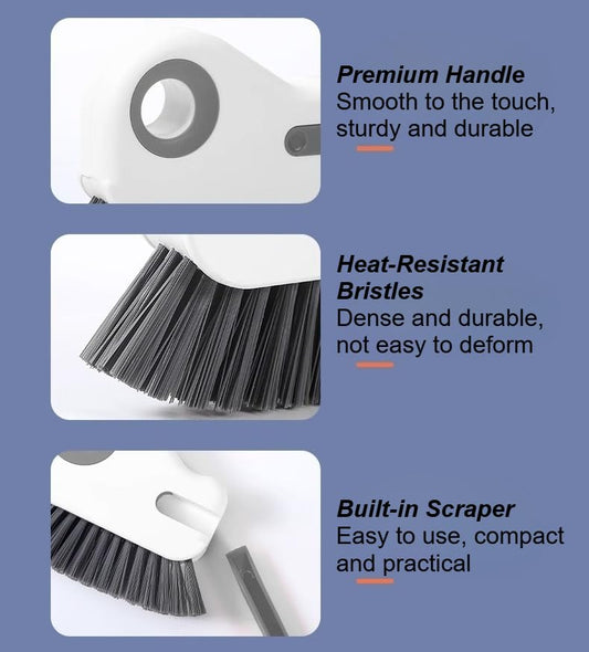 Multifunctional Gap Cleaning Brush, 2-in-1 Window and Door Track Cleaner with Scraper, Small Dusting Brush for Blinds, Baseboards, and Car Interior Detailing (Gray) - color: Gray