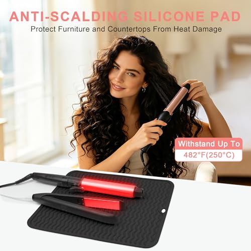 Oversize Silicone Heat Resistant Mat for Hair Tools - color: Black