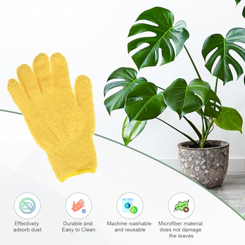 M METERXITY Dusting Gloves, Reusable Washable Mittens for Plants/House/Cars/Blinds Dusting, Leaf Cleaning Glove Mittens - color: Yellow, size: 7 x 10 cm