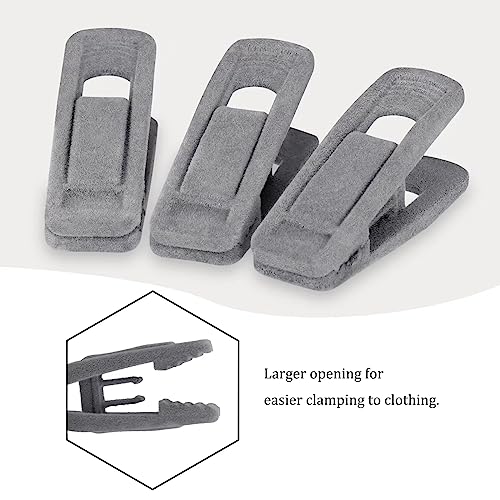 Tinfol Gray Velvet Hanger Clips 24 Pack, Non-Slip Flocked Clips for Pants, Skirts, Suits - Strong Finger Clips with Large Opening, Perfect for Slim-Line Velvet Hangers - color: Gray, size: 24PC