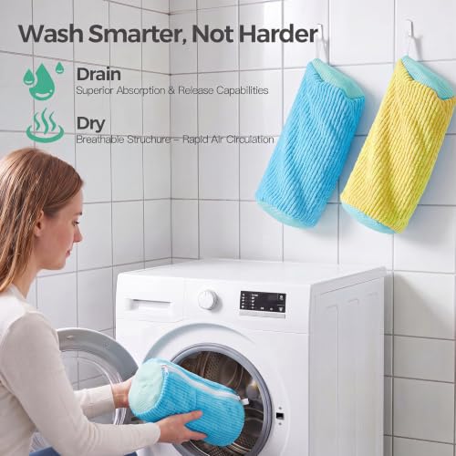 Dual Shoe Washing Machine Bag for Washer and Dryer Holds 2 Shoes (BLUE) - color: Blue