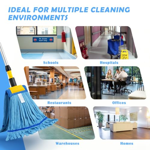3 Pack Commercial Microfiber Mop Heads, 18 oz Heavy Duty Tube Refill -Green - color: Green