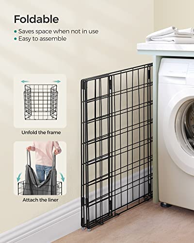 SONGMICS Laundry Hamper, Collapsible, 29 Gal. (110L) - color: Black + Gray, size: 110 L