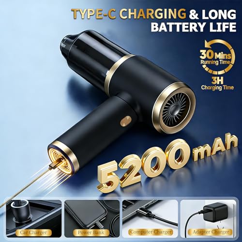 4 in 1 Cordless Handheld Car Vacuum, 15000PA Portable Mini Vacuum Cleaner - color: Multicolor