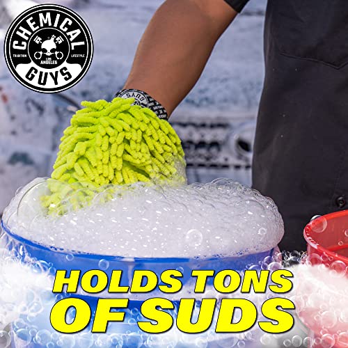 Chemical Guys, Chenille Microfiber Wash Mitt for Cars, Lime Green, Single - size: Regular