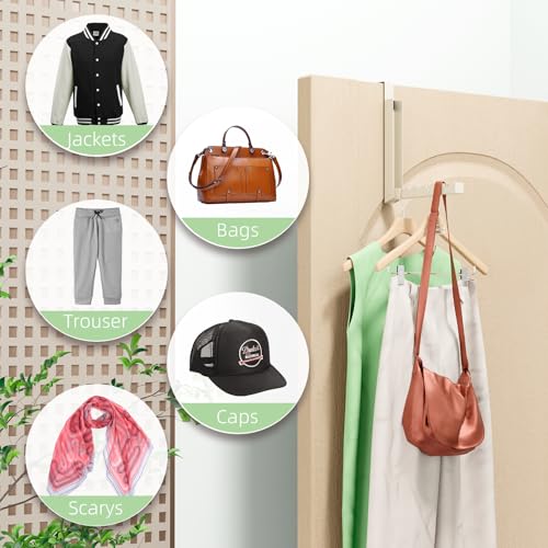 BAKON Over The Door Hanger Folding Clothes Drying Rack, Folding Hanging Coat Rack for Indoor Laundry Room Compact Small Space Foldable Portable Clothing Hanger Hook Collapsible-2 Pack (Beige) - color: Beige