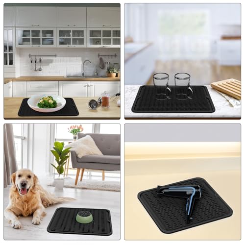 ZLR Oversized Silicone Dish Drying Mat for Kitchen, 16"x18", Black - color: Black, size: 18" x 16"
