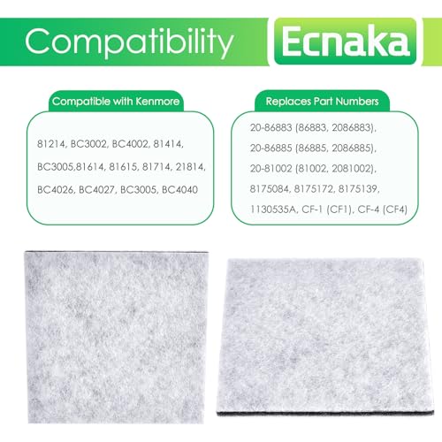 4 Pack CF-1 HEPA Filters for Kenmore 81002,20-81002,86880,86883,20-86883,2086883, 8175084 Canister Vacuum Cleaners,CF-1 Foam Filters for Kenmore Sears Progressive & Whispertone, for Panasonic Models - size: 86880-4P-Foam