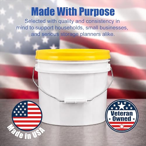 ePackageSupply 3.5 Gallon Bucket, Food-Grade w/Lid, BPA-Free, Yellow,3 Pack - color: Yellow, size: 3 Packs