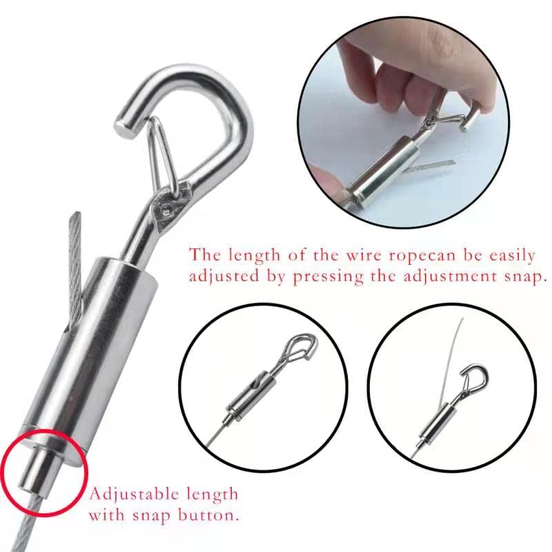 SDTC Tech 4-Pack Stainless Steel Wire Rope with Adjustable Hooks
