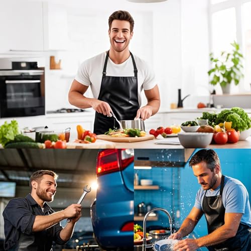 Waterproof Rubber Apron Adjustable Dishwasher Apron - Heavy Duty Work Apron - color: 1 Black Piece, size: 1 piece