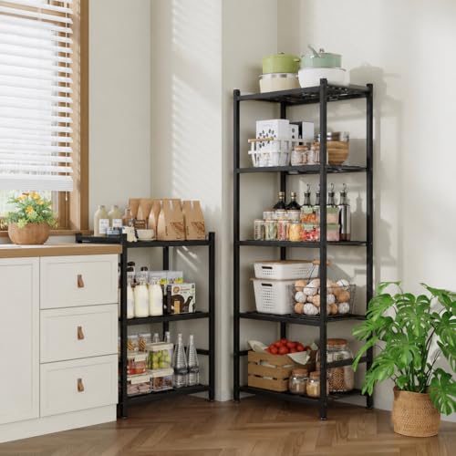 Storage Shelves, 5-Tier Metal Shelving Unit with Leveling Feet, Shelf Organizer for Garage, Kitchen, Pantry and Closet Organization,17.7" x 11.8" x 56.3", Black - color: Black, size: 17.7" x 11.8" x 56.3"(5T)