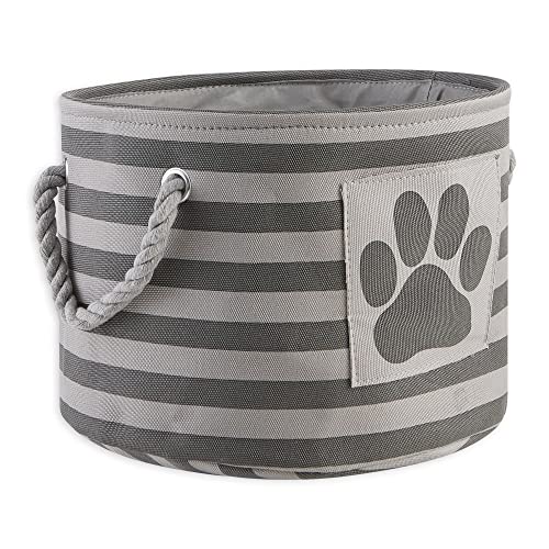 Bone Dry Pet Storage Collection Striped Paw Patch Bin, Small Round, Grayz, Medium Breeds (Pack of 12) - color: Gray, size: Small Round (Pack of 12)