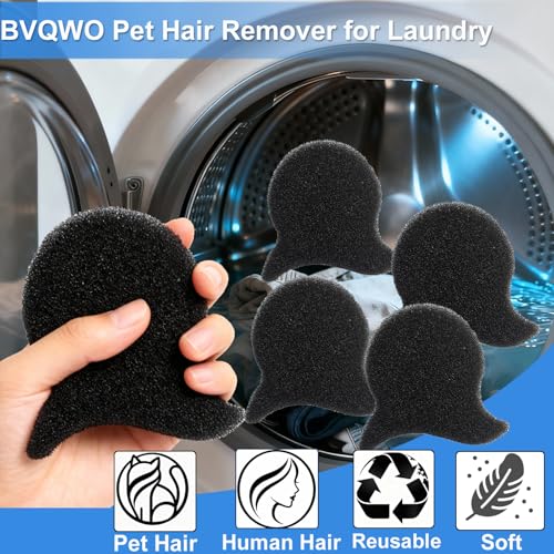 Pet Hair Remover for Laundry, 6PCS Reusable Dog & Cat Hair Remover Tool - color: Black, size: FISH TAIL