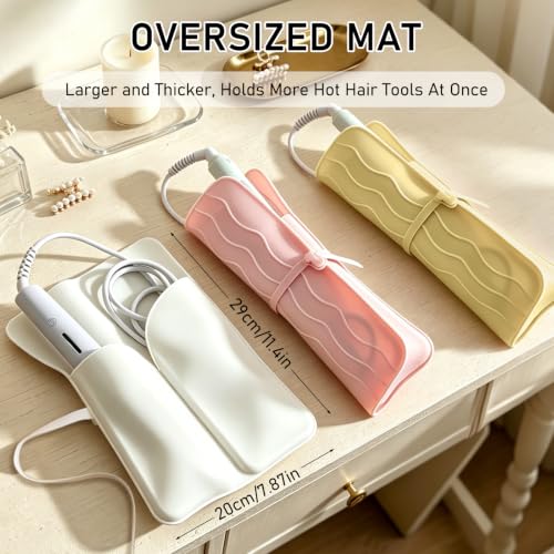 Silicone Mat for Hair Tools, Compatible with Curling Iron & Flat Iron,White - color: White
