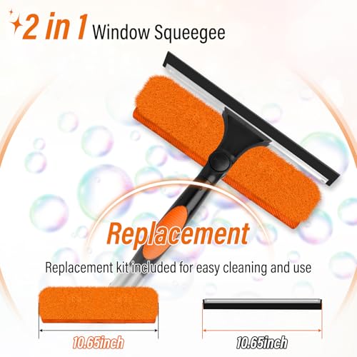30FT High Window Cleaning Kit with Pole,Professional Window Clean Pole Kit - color: 10.65in Squeegee, size: 24FT(Reach 30ft)