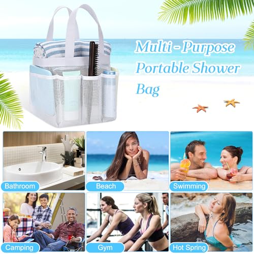 Hillban 4 Pcs Portable Mesh Shower Caddy, White - color: White
