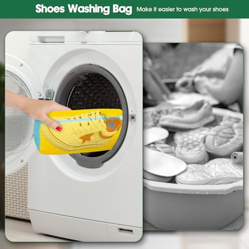 Shoe Washing Machine Bag, Reusable Laundry Shoe Bag for Washer and Dryer - color: Yellow-2P