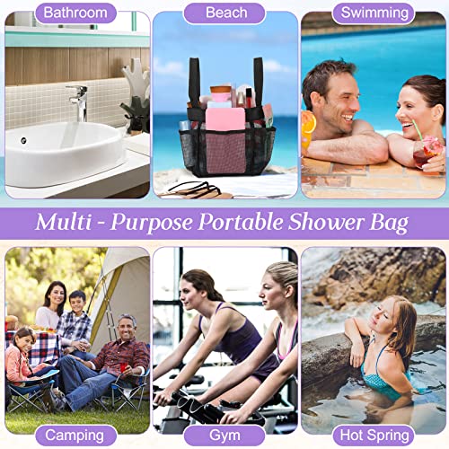 Hillban 4 Pcs Portable Mesh Shower Caddy, Blue, Purple, Black, Gray - color: Blue, Purple, Black, Gray