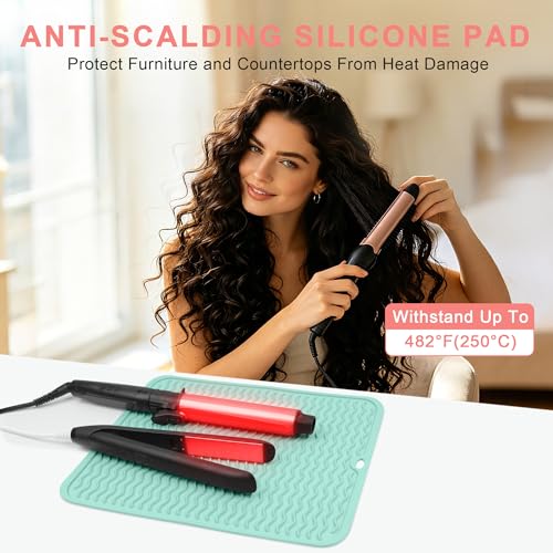 Oversize Silicone Heat Resistant Mat for Hair Tools - color: Green