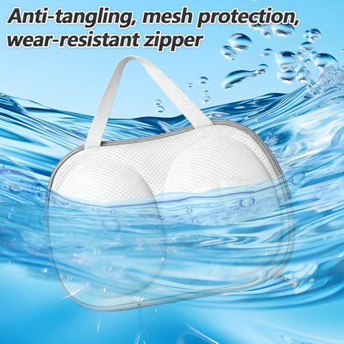 2 PCS Mesh Bra Laundry Bags for Washing Machine, Lingerie Bags for Washing Delicates Underwear Brassiere, White Bra Washer Protector for Laundry