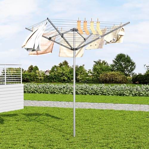 APEXCHASER Outdoor Clothes Drying Rack, 4-arm Umbrella Clothesline, 72.8" H - size: 131ft XL