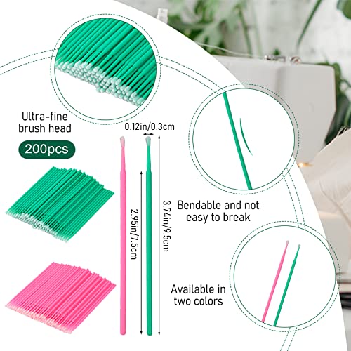 200 Pcs Sewing Machine Cleaning Brushes Tool Kit, Disposable Bendable Pointed Tips Clean Sticks Multi-Purpose Long-Handled Cleaning Swabs for Makeup Cleaning Charging Port Sewing Machine Paint
