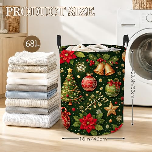 Christmas Tree Laundry Basket, Foldable Oxford Cloth Candy Gingerbread Man Laundry Hamper with Handles, Tote Bag Clothes Storage Bucket for Laundry Room/Bathroom/Bedroom/Dormitories 20.8"x16" - color: Christmas Tree