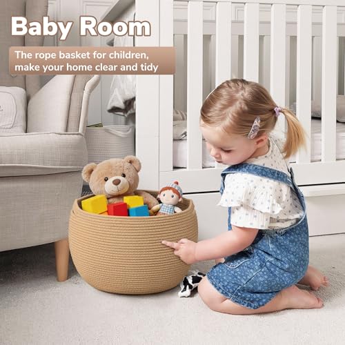 Goodpick Large Toy Storage Basket for Kids, Round, 15.7" x 10.5", Camel - color: Camel, size: 15.7"D x 10.5"H