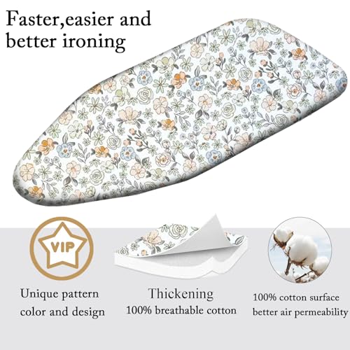 Small Ironing Board Cover Scorch Resistant, Table top Ironing Cover with Padding Heat Reflective Heavy Duty Pad (Colored Flowers, 12.5"x32") - color: Colored Flowers