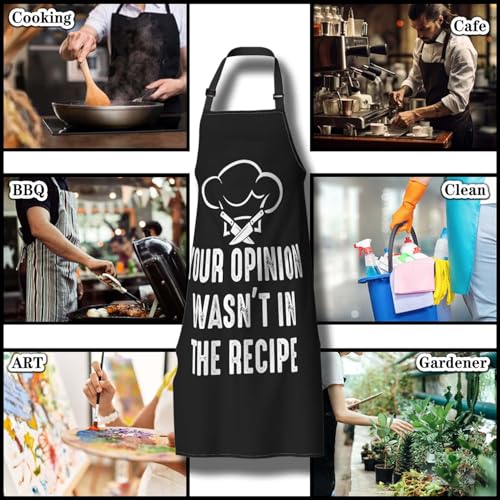 BBQ Aprons for Women Your Opinion Wasn’t in the Recipe Funny Chef Apron for Men for Kitchen Cooking Restaurant Painting Crafting Gardening 27” (W) x 31” (H), Waterproof Apron - color: Funny Chef Proverb