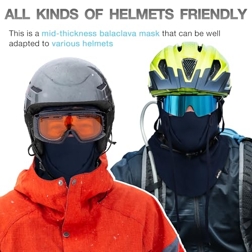 Balaclava Ski Mask, 4-in-1 Warm Adjustable Neck Gaiter for Men Women - color: Dark Blue+heather Grey