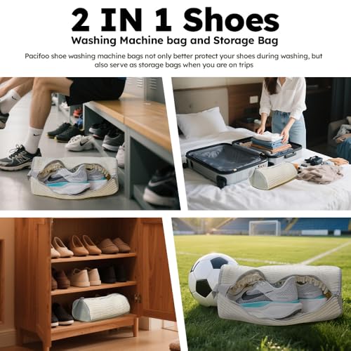Shoe Washing Machine Bag: Shoe Washing Bag Keeps Clean - Reusable Laundry Shoe Bag for Sneaker Tennis Shoes Unstain Cleaner Kit(Cream 2 Pcs) - color: White 2pcs