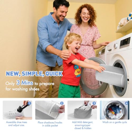 Shoe Washing Machine Bag for Washer and Dryer - Reusable Large Laundry Shoe Bag for Sneakers Tennis Home Washing Kit, Includes Shoe Trees to Keep Shape, Grey 2pcs - color: Grey