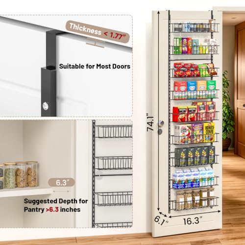 ElegantArray 9-Tier Pantry Door Organizer, Black - color: Black, size: 9-Tier