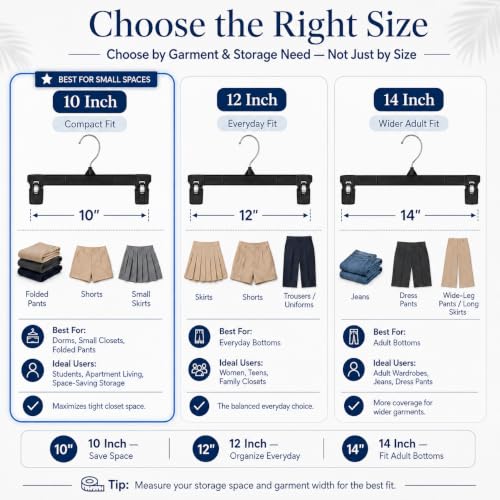 Smartor Black Pants Hangers 90 Pack, Skirt Hangers with Clips, 10 Inch - color: 90 Pack, size: 10