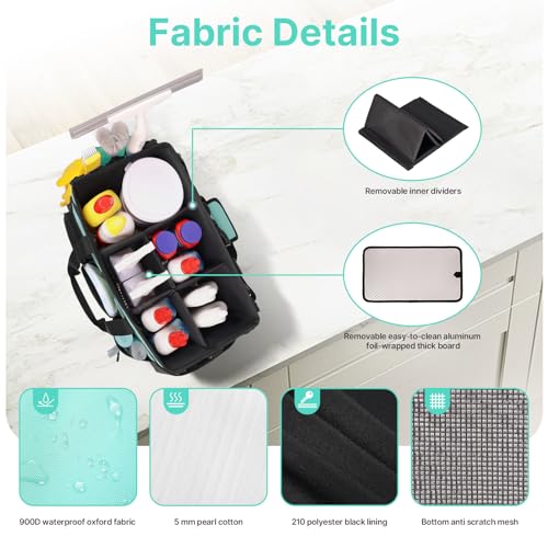 JKAOO Large Wearable Cleaning Caddy Bag with Handles, Blue Green - color: Blue-Green