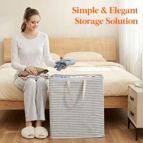 Lifewit 105L Large Collapsible Laundry Basket with Extended Handles, Grey - color: Grey, size: 105L