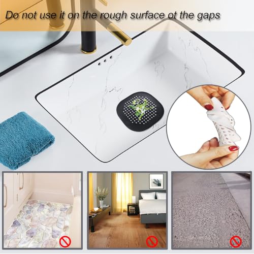 Hair Drain Catcher,Square Drain Cover for Shower Silicone Hair Stopper with Suction Cup,Easy to Install Suit for Bathroom,Bathtub,Kitchen 2 Pack (Sliver Grey Black) - color: Sliver Grey Black