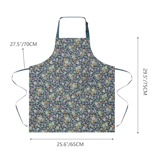 2 Pack Floral Apron for Women with Pockets, Adjustable Cotton Chef Aprons for Kitchen, Cooking, BBQ & Grill - color: Pink/Jasmine
