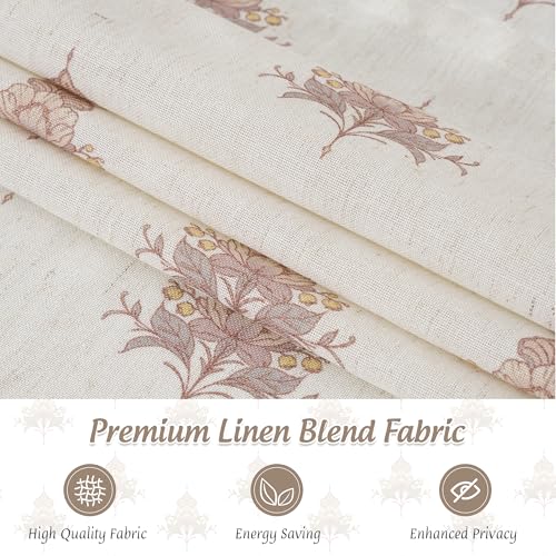 StangH Linen Cordless Floral Roman Shades, W30 x L72, 1 Panel - color: Floral on Linen, size: 30"W x 72"H