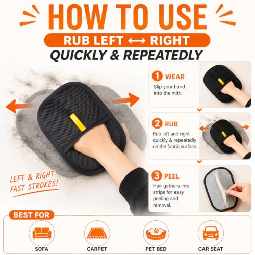 Thickened Pet Hair Removal Glove for Fabric Surfaces, 2pcs-Black - color: 2pcs-Black