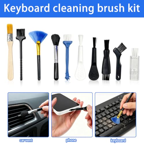 10 PCS Keyboard Brush, Anti-Static Soft Mini Cleaning Brush Kit, Multifunctional Dust Remover for Computer, Motherboard, Camera, Electronic Crevice, Small Space (Dust Brush)