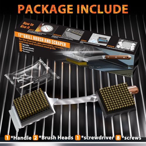 ENLOY 17" Grill Brush & Scraper for Barbecue, Grill Brush for Outdoor Grill - color: Grill Brush & Scraper