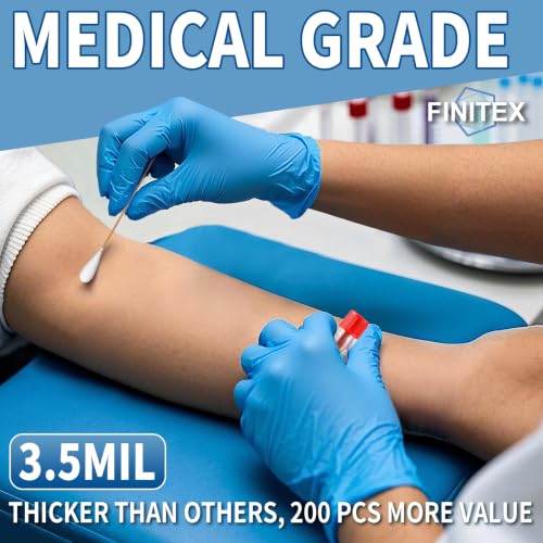 FINITEX Blue Disposable Nitrile Exam Gloves 200PCS/BOX 3.5mil Food - size: Small (Pack of 200)