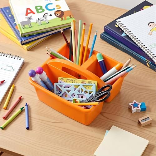 Kathfly 4 Pack Classroom Caddy Organizer with Handle Bulk, Blue Orange - color: Blue Orange