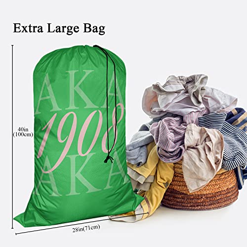 Swono AKA 1908 Washing Toy Storage Heavy Duty Basket Laundry Bag with Drawstring As Known As Abbreviation Cool Hip Hop Style Folding Organizer for Travel Oxford Cloth, Washing Machine, Green Pink - color: Aka 1908