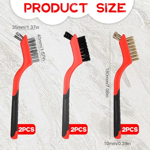 JJUNW 8Pcs Nylon Cleaning Brushes, Steel Wool Brush, Crevice Cleaning Brushes Wire Brush Set, Detailing Brushing Set for Rust, Dirt & Paint Scrubbing with Deep