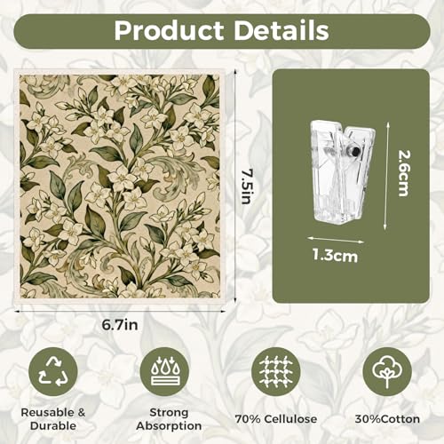 Needbrock 6 Pack Vintage Floral Swedish Dishcloths for Kitchen - color: Retro Floral