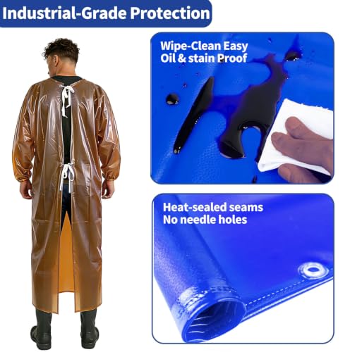 SUJAN Waterproof Smock Apron with Sleeves Chemical Resistant Coverall - color: Green, size: L-XXL